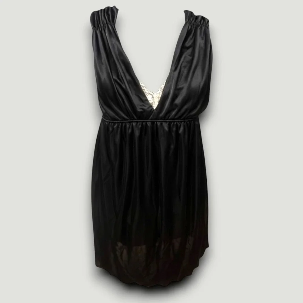 Lux‎ Womens Babydoll Chemise Lingerie L Black Lace Dark Romance Whimsigoth